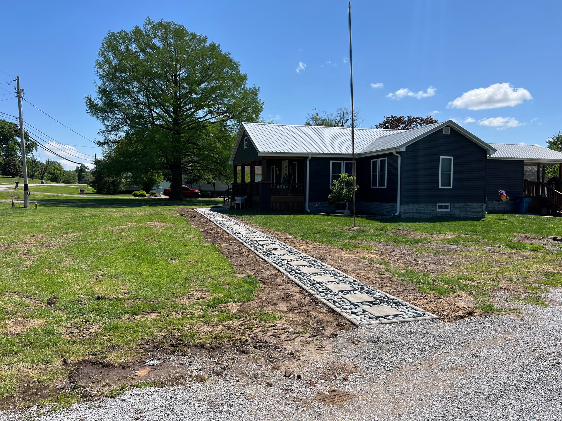 Gallery photos for Stepping Stone Walkway with River Rock in Southern Illinois: Image #1